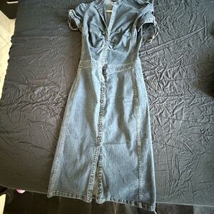 Stylish Blue Denim Midi Dress